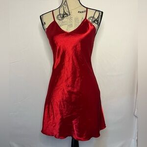 Elegant Y2K Red Satin Slip Dress